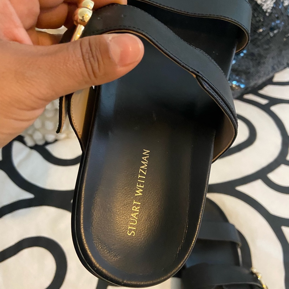 Stuart Weitzman Black Minimalist Sandals